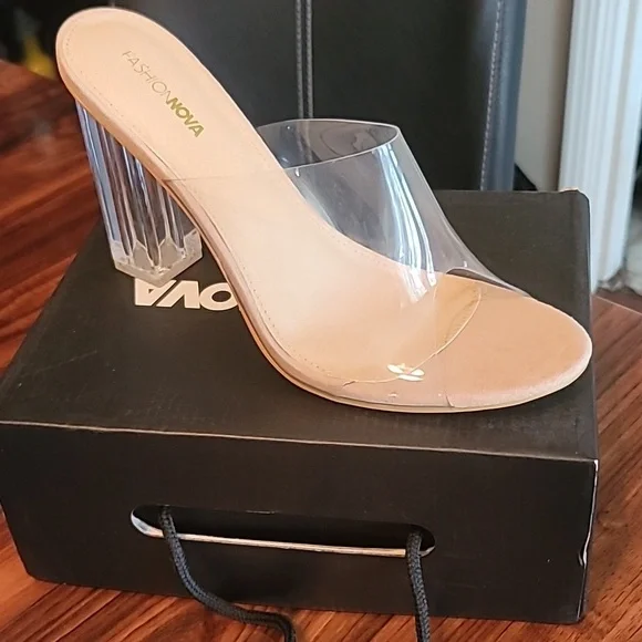 Fashion Nova Transparent and Nude Heels - Picture 1 of 5